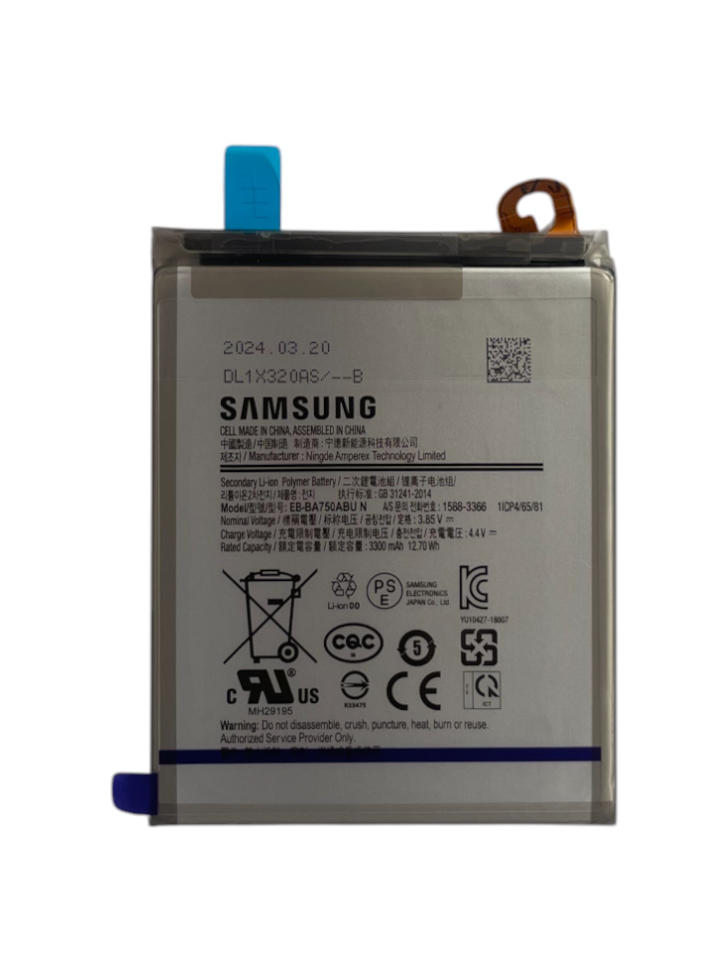 Gyári akkumulátor - Samsung A7 (2018) A750F EB-BA750ABU - 1ICP4/65/81 - 3300mAh 