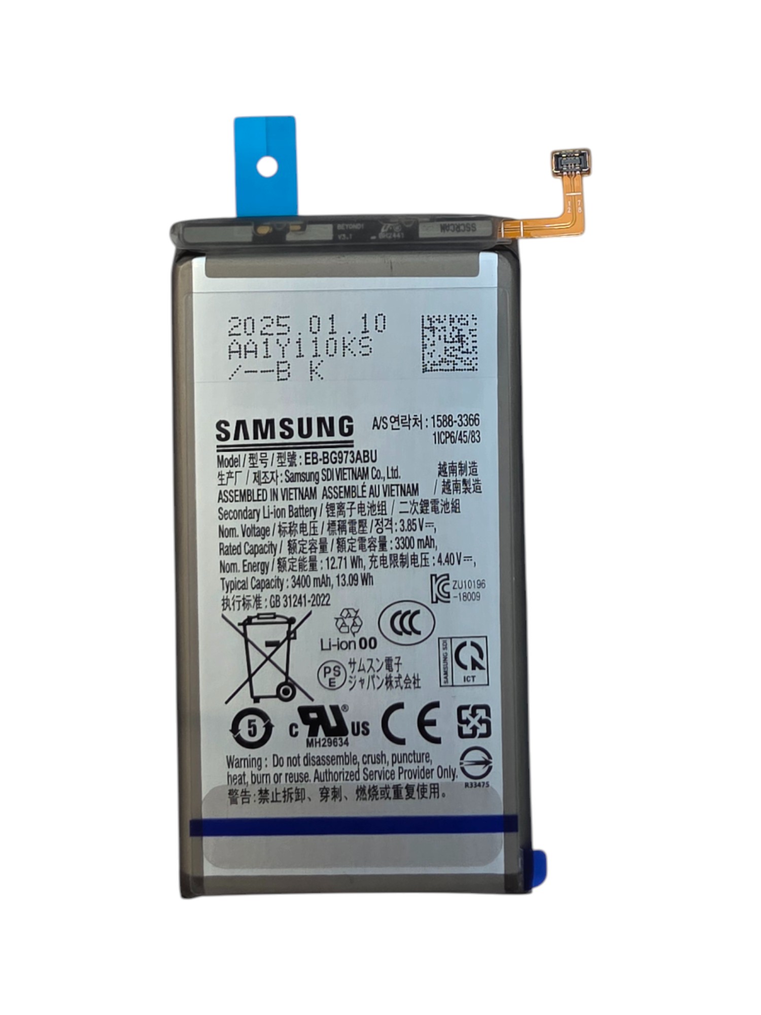 Gyári akkumulátor - Samsung S10 G973 F EB-BG973ABU - 1ICP6/45/83 - 3300mAh 