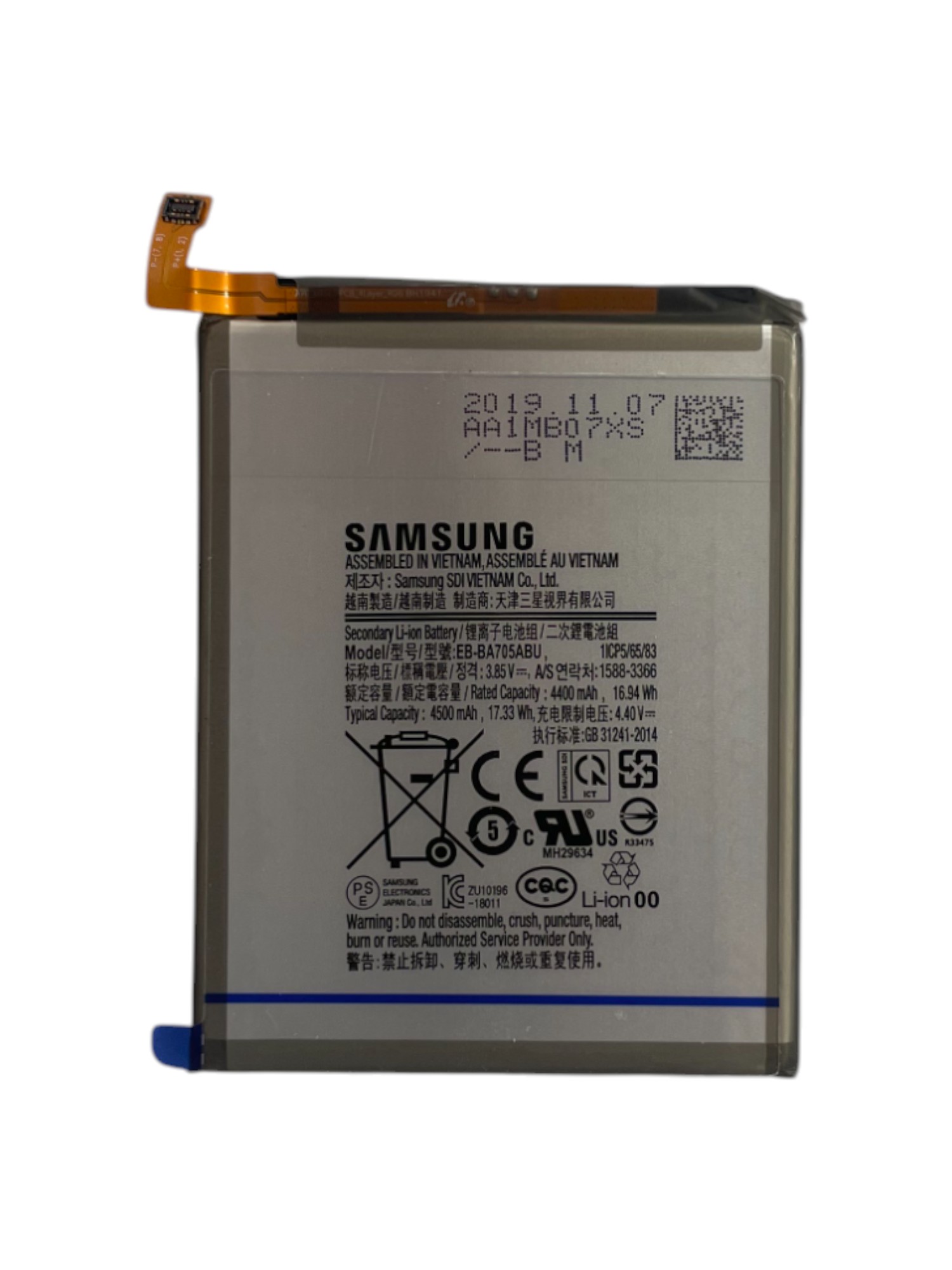 Gyári akkumulátor - Samsung A70 A705F EB-BA705ABU - 1ICP5/65/83 - 4400mAh 