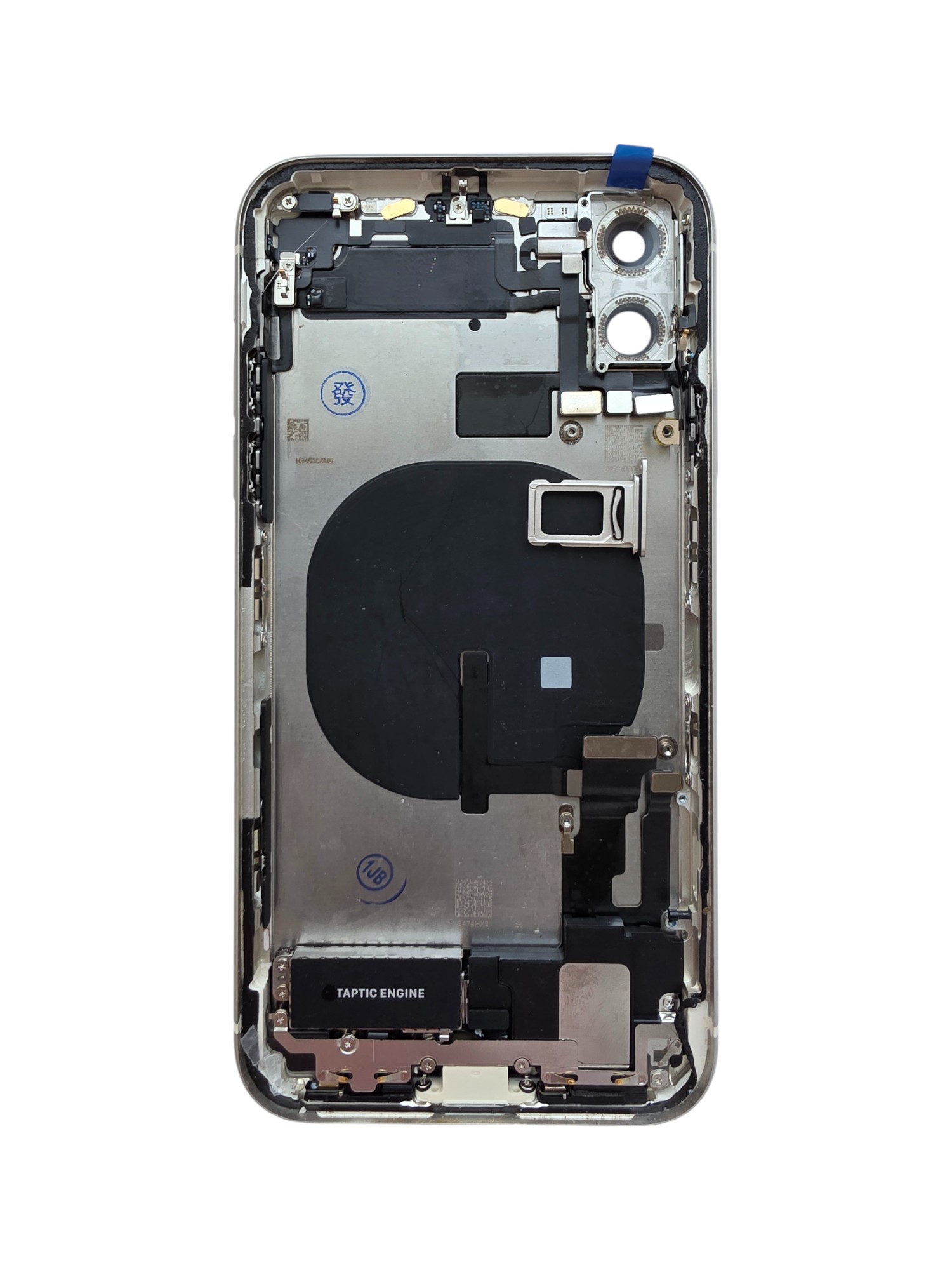 Gyári bontott iPhone 11 középső keret hátlappal fehér színben + oldalsó gombokkal + kamera lencsével + sim kártyatartóval (Alig észrevehető karcok)