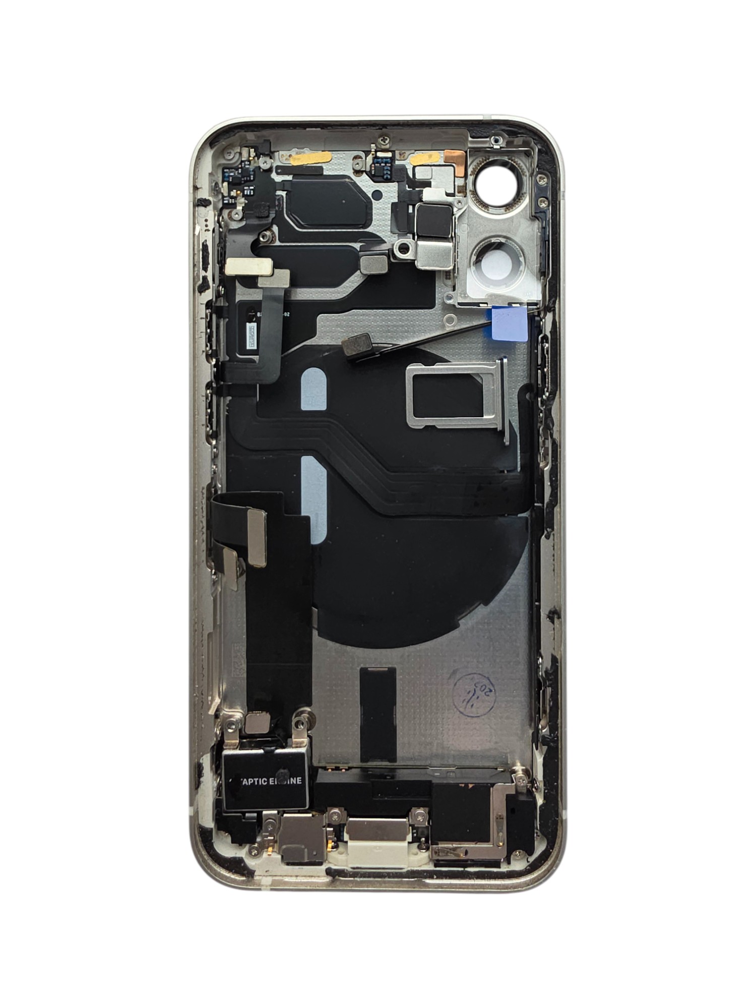 Gyári bontott iPhone 12 mini középső keret hátlappal fehér színben + oldalsó gombokkal + kamera lencsével + sim kártyatartóval(Alig észrevehető karcok)