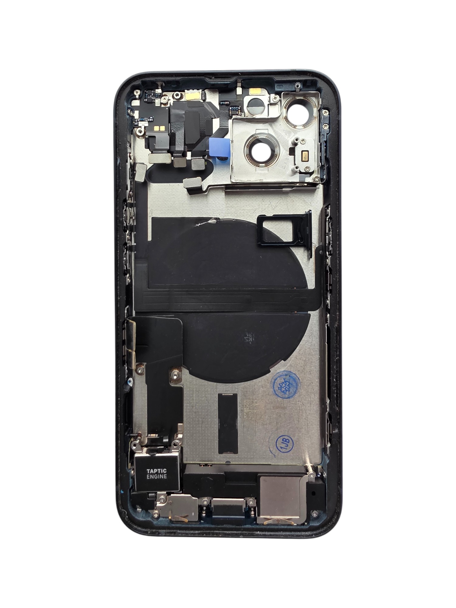 Gyári bontott iPhone 13 középső keret hátlappal fekete színben + oldalsó gombokkal + kamera lencsével + sim kártyatartóval(Alig észrevehető karcok)