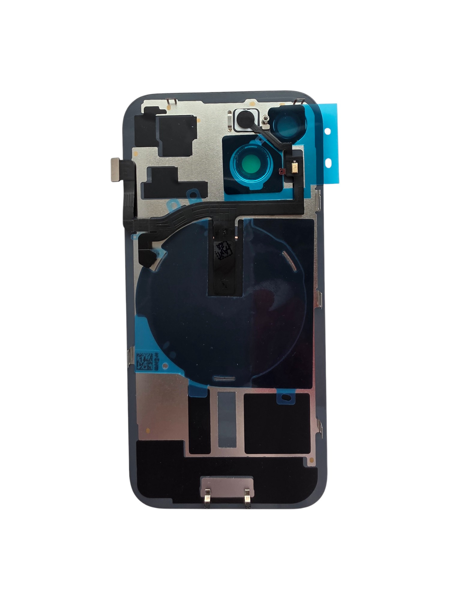 iPhone 15 akkufedél hátlap,beépitett wireless töltővel,kameravédő lencsével,kék színben.