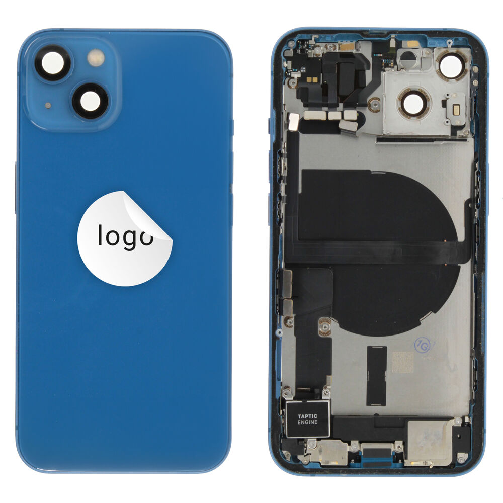 Gyári bontott iPhone 13 középső keret hátlappal kék színben + oldalsó gombokkal + kamera lencsével + sim kártyatartóval(Alig észrevehető karcok)