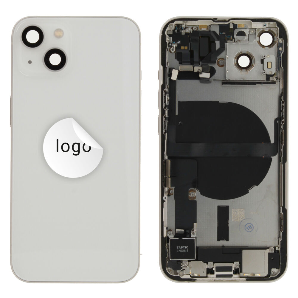 Gyári bontott iPhone 13 középső keret hátlappal fehér színben + oldalsó gombokkal + kamera lencsével + sim kártyatartóval(Alig észrevehető karcok)