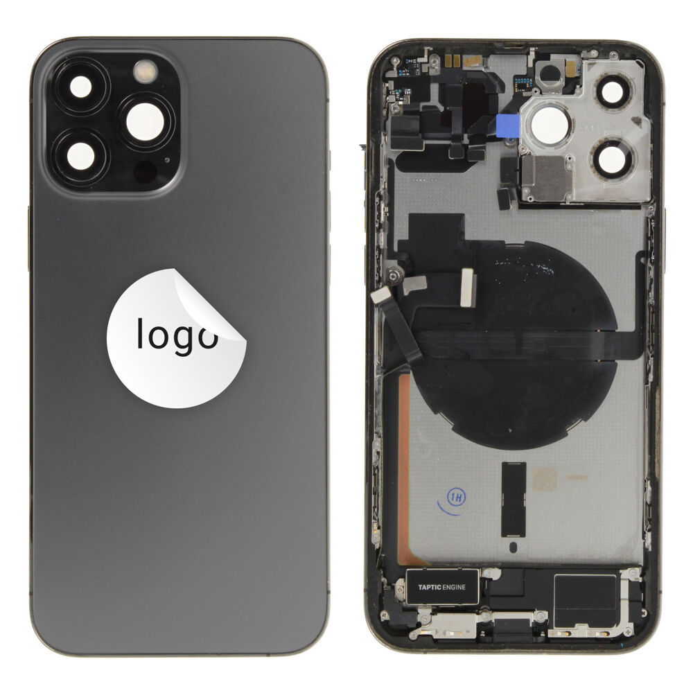 Gyári bontott,iPhone 13 Pro Max középső keret hátlappal grafit színben + oldalsó gombokkal + kamera lencsével + sim kártyatartóval (Alig észrevehető karcok)