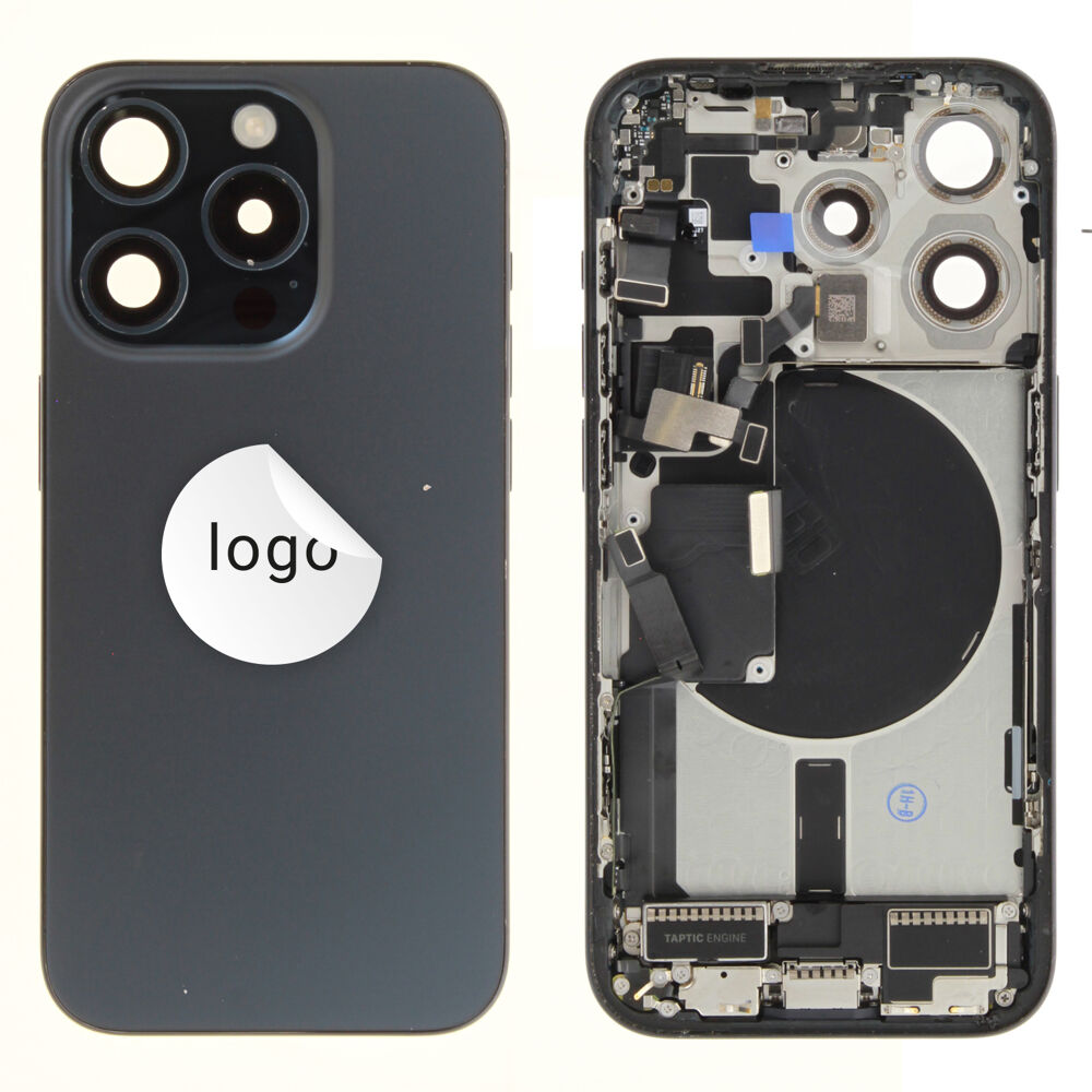 Gyári bontott,iPhone 15 Pro középső keret hátlappal kék színben + oldalsó gombokkal + kamera lencsével + sim kártyatartóval (Alig észrevehető karcok)