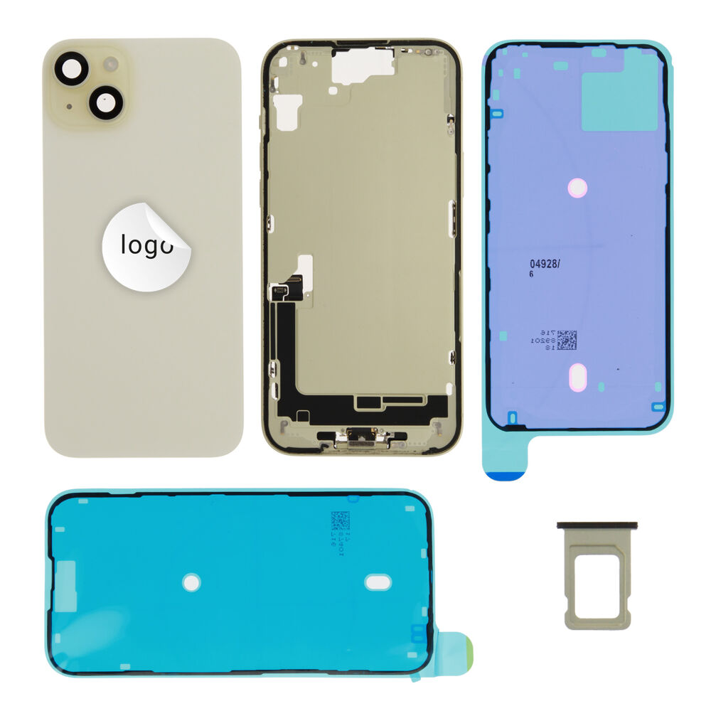 Gyári bontott,iPhone 15 Plus középső keret hátlappal sárga színben + oldalsó gombokkal + kamera lencsével + sim kártyatartóval (Alig észrevehető karcok)