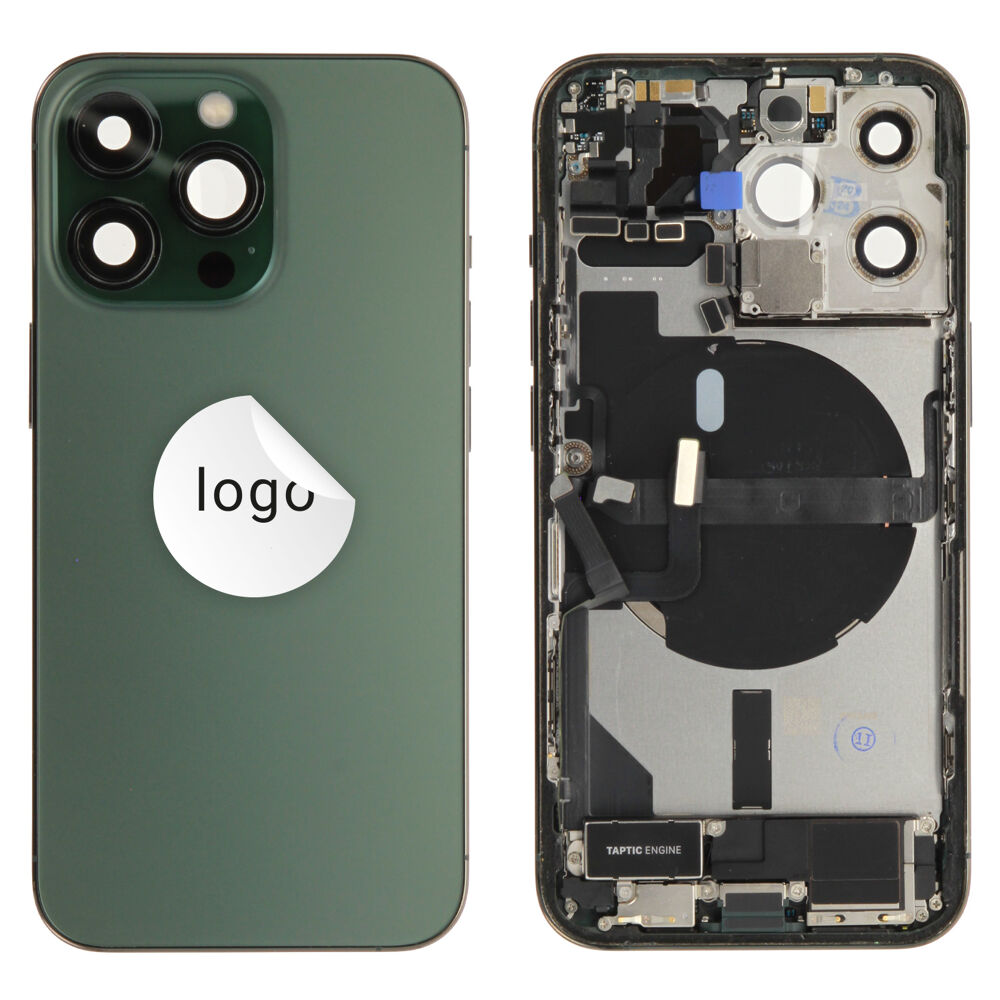 Gyári bontott iPhone 13 Pro középső keret hátlappal zöld színben + oldalsó gombokkal + kamera lencsével + sim kártyatartóval(Alig észrevehető karcok)