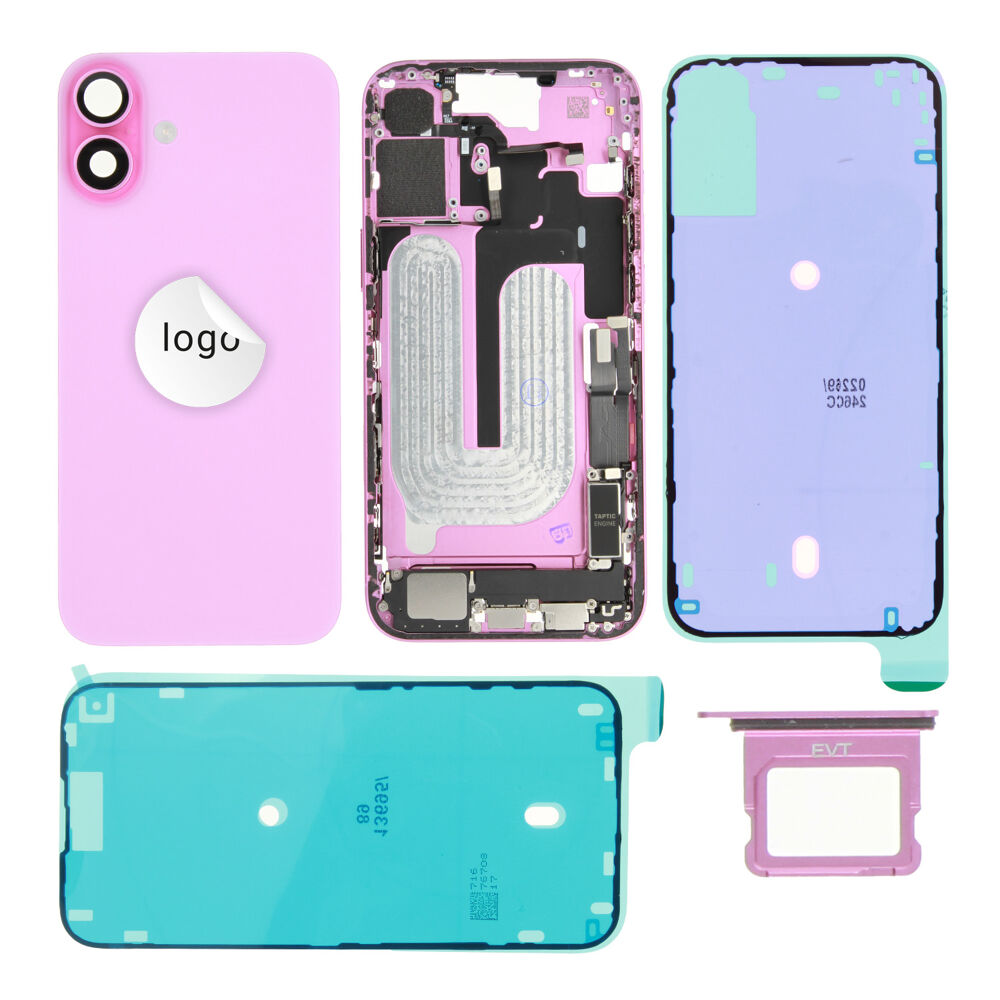 Gyári bontott,iPhone 16 Plus középső keret hátlappal rózsaszín színben + oldalsó gombokkal + kamera lencsével + sim kártyatartóval (Alig észrevehető karcok)