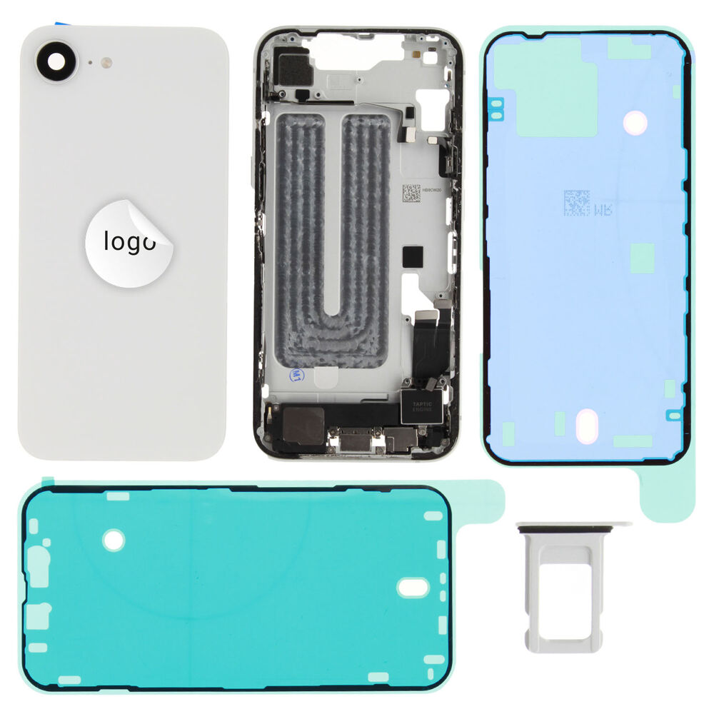 Gyári bontott,iPhone 16e középső keret hátlappal fehér színben + oldalsó gombokkal + kamera lencsével + sim kártyatartóval (Alig észrevehető karcok)